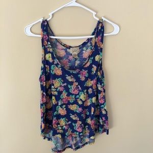 Blue floral print tank top